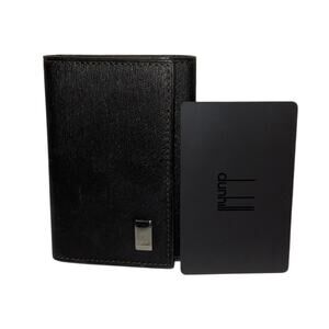 DUNHILL Black Leather 6 Hooks Key Holder Card Case W/ Removable Key Ring / Card